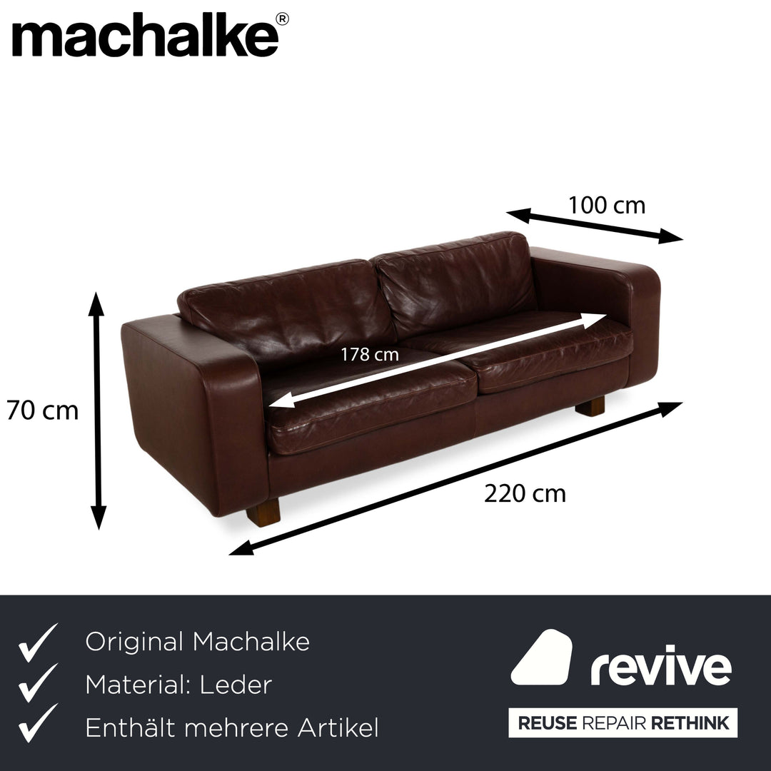 Machalke Valentino Leather Two-Seater Three-Seater Brown Sofa Couch