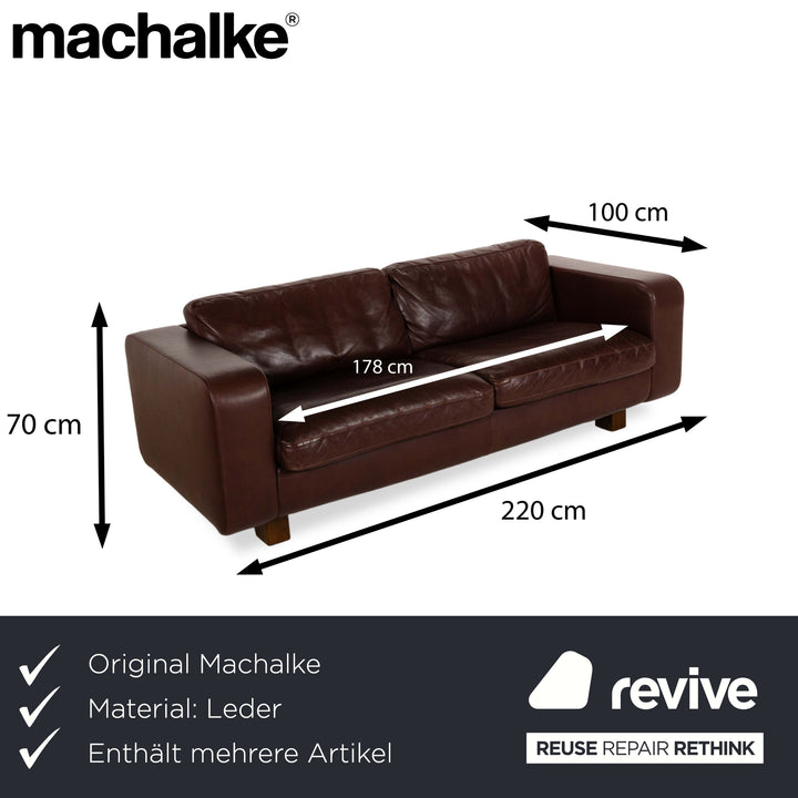 Machalke Valentino Leather Two-Seater Three-Seater Brown Sofa Couch