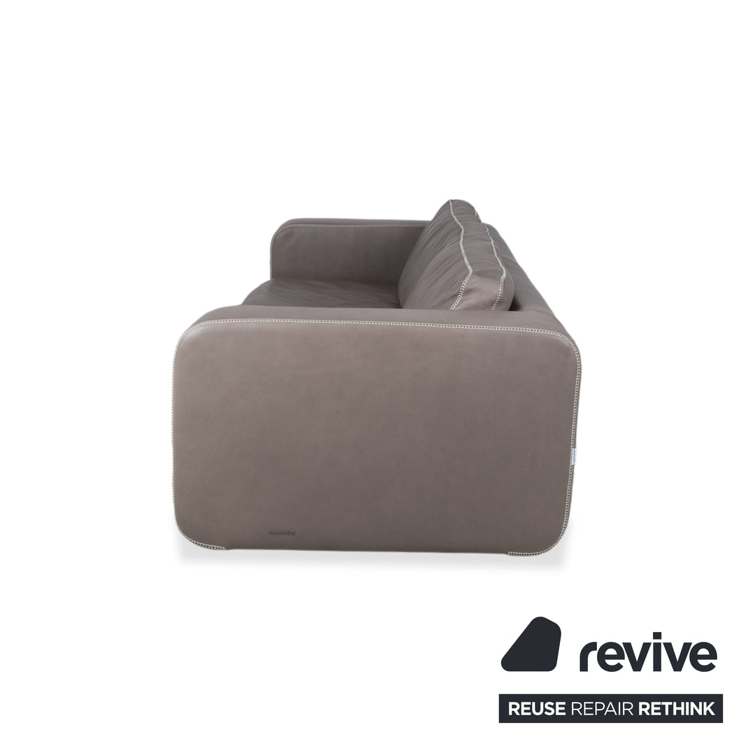 Machalke Valentino Viersitzer Leder Sofa Grau Couch