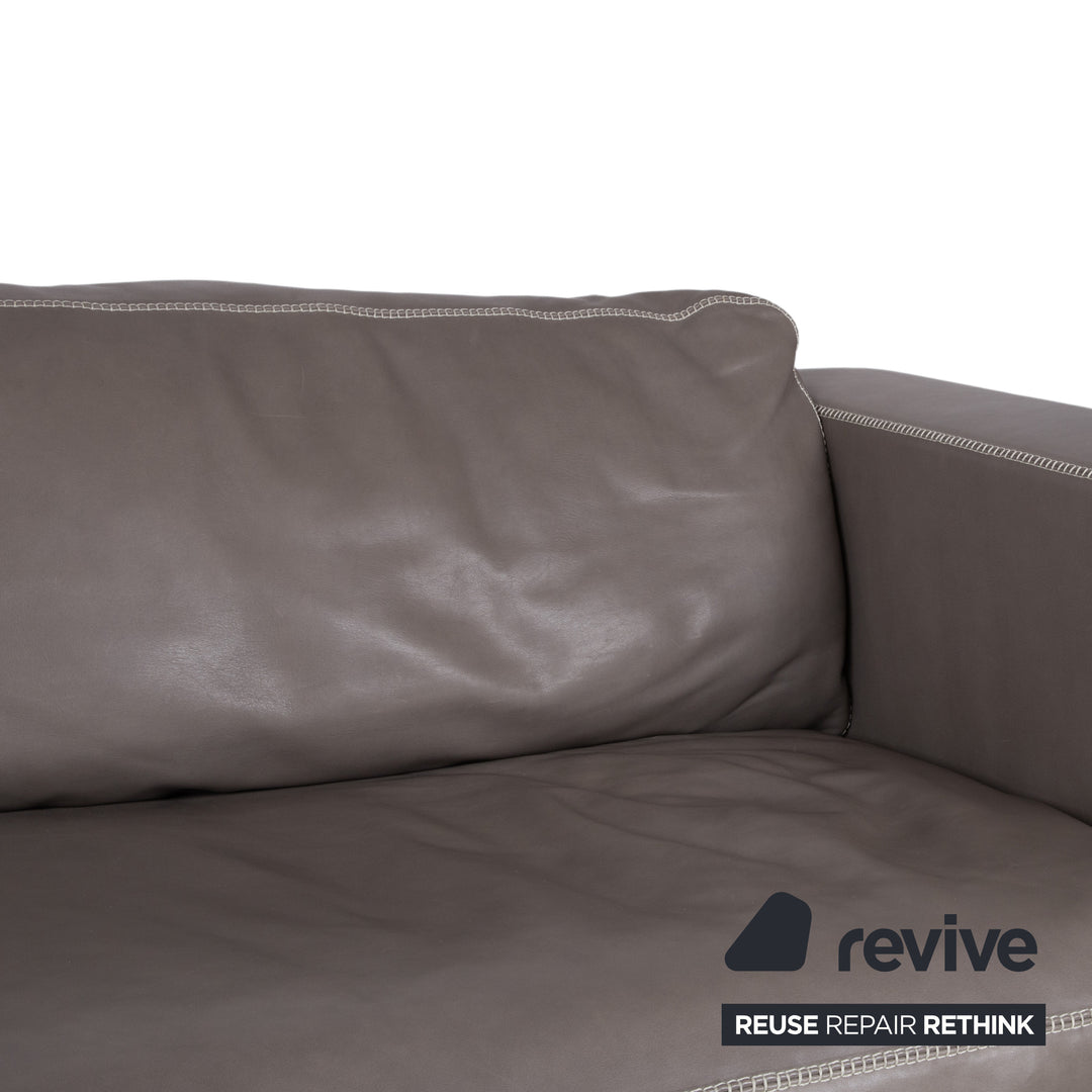 Machalke Valentino Viersitzer Leder Sofa Grau Couch