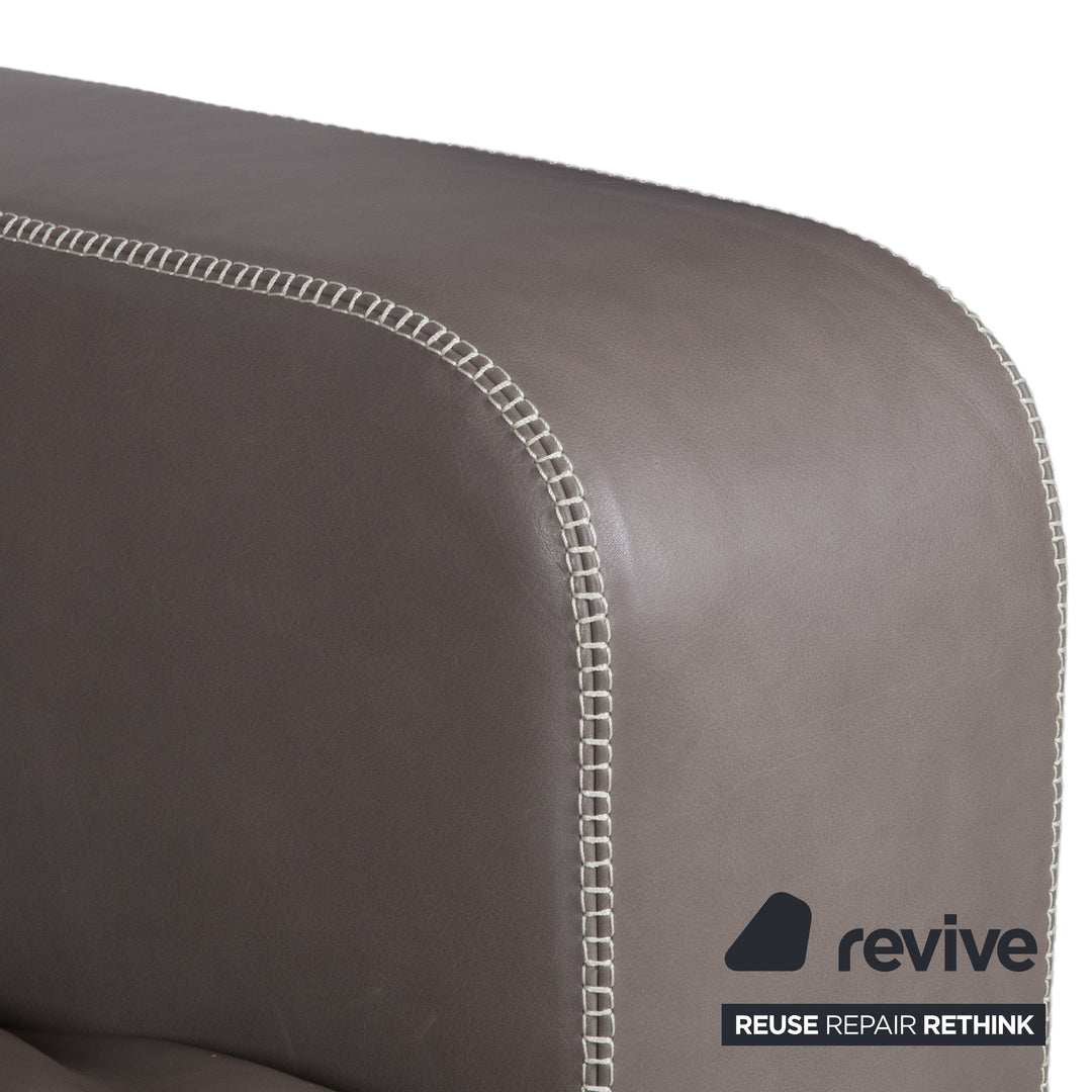 Machalke Valentino Viersitzer Leder Sofa Grau Couch