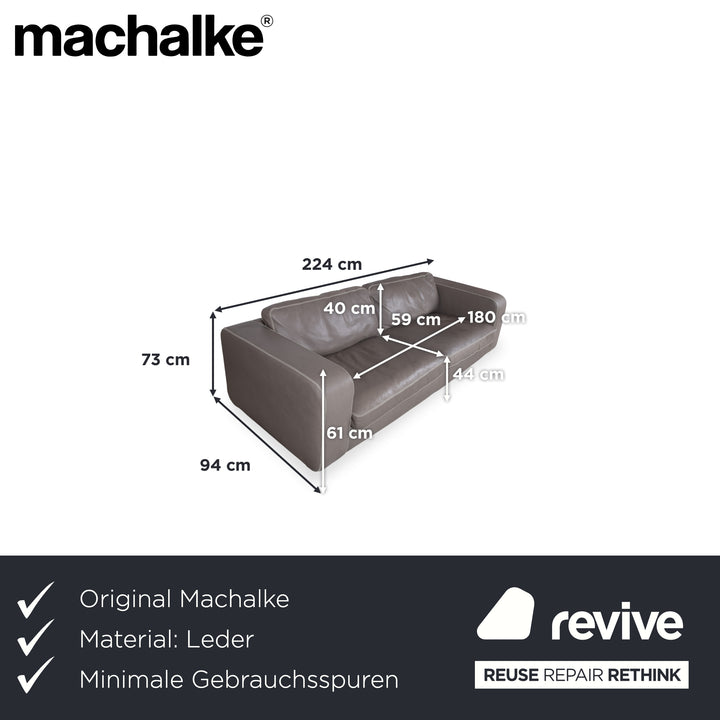 Machalke Valentino Viersitzer Leder Sofa Grau Couch