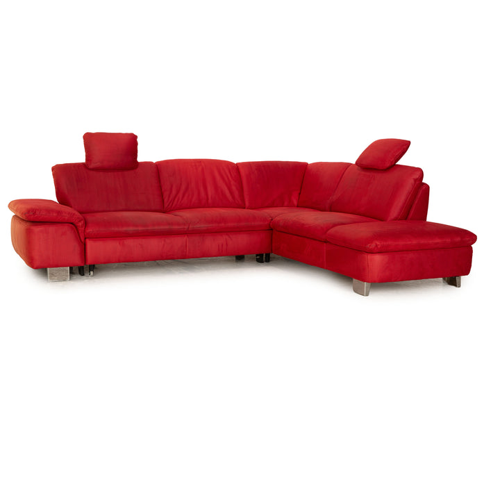 Marke Unbekannt Stoff Ecksofa Rot Sofa Couch manuelle Funktion Schlafsofa