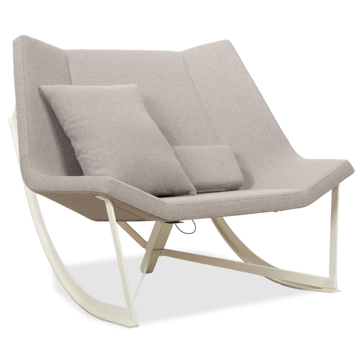 Sillón Markus Krauss SWAY de tela gris, incl. función de balanceo manual y estructura blanca