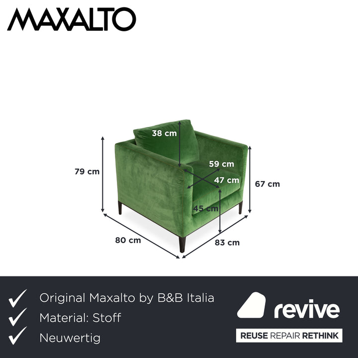 Maxalto by B&B Italia Lucrezia Soft Armchair Fabric Green Sam by Antonio Citterio