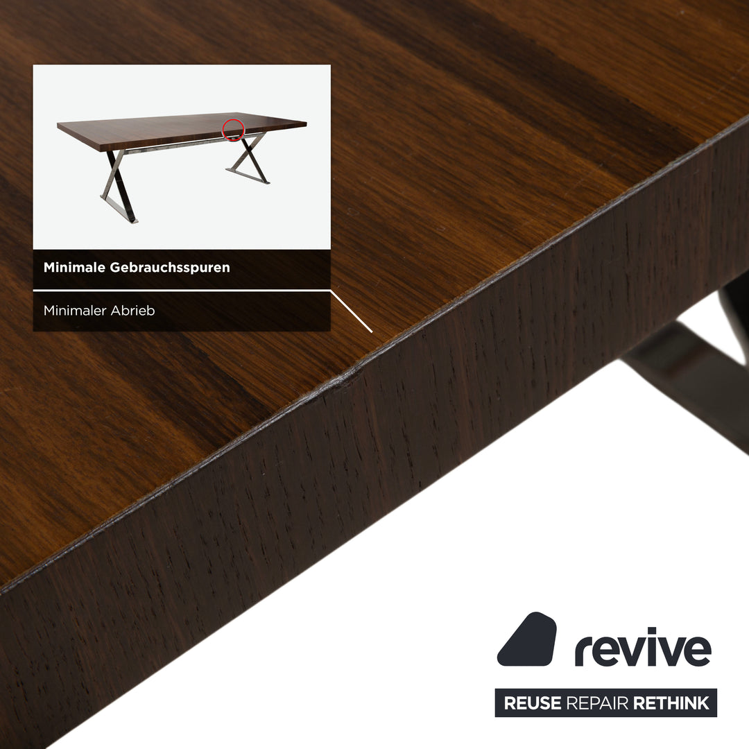 Maxalto Max Wood Dining Table Brown Chrome Dining Room 240 x 110 cm