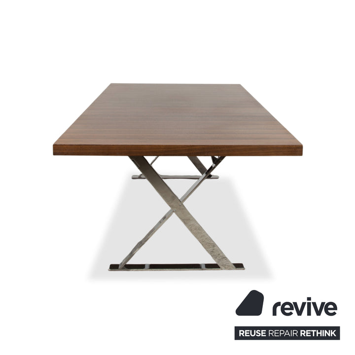 Maxalto Max Wood Dining Table Brown Chrome Dining Room 240 x 110 cm