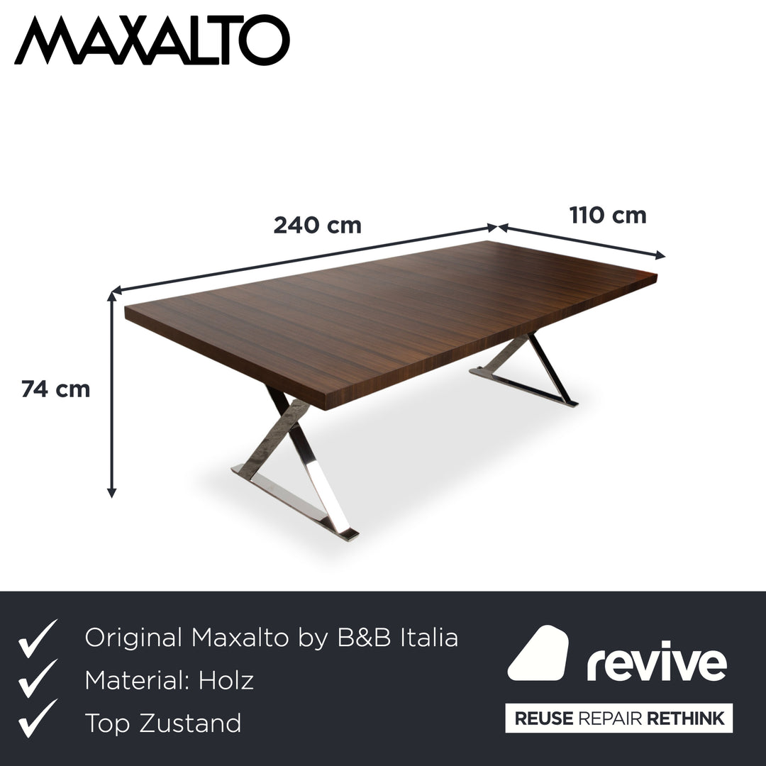 Maxalto Max Wood Dining Table Brown Chrome Dining Room 240 x 110 cm