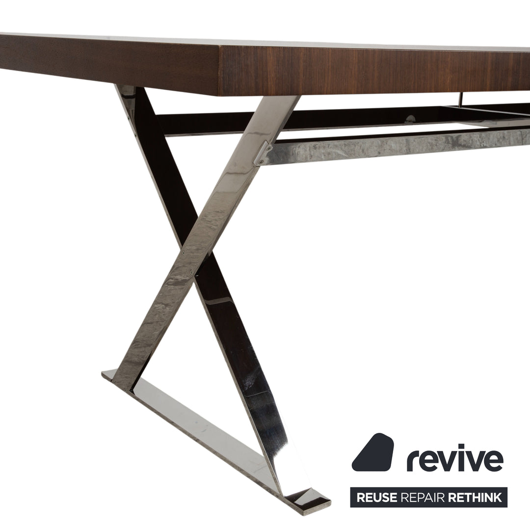 Maxalto Max Wood Dining Table Brown Chrome Dining Room 240 x 110 cm