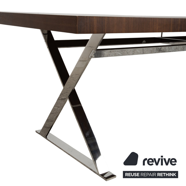 Maxalto Max Wood Dining Table Brown Chrome Dining Room 240 x 110 cm