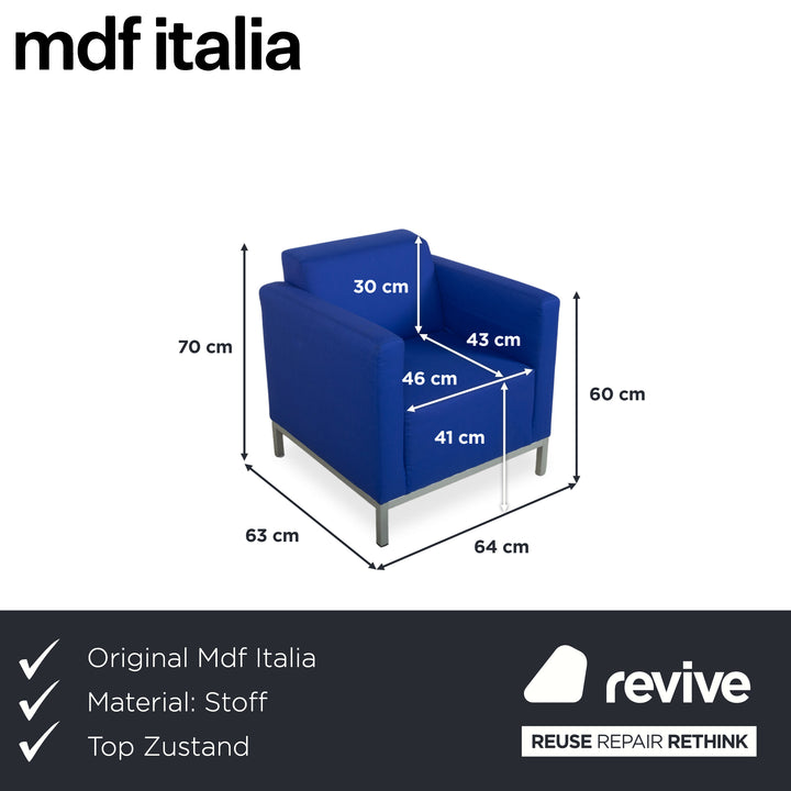 MDF Italia Stoff Sessel Blau