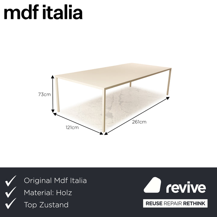 Mdf Italia Tense wooden dining table white 261 x 121 x 73 cm