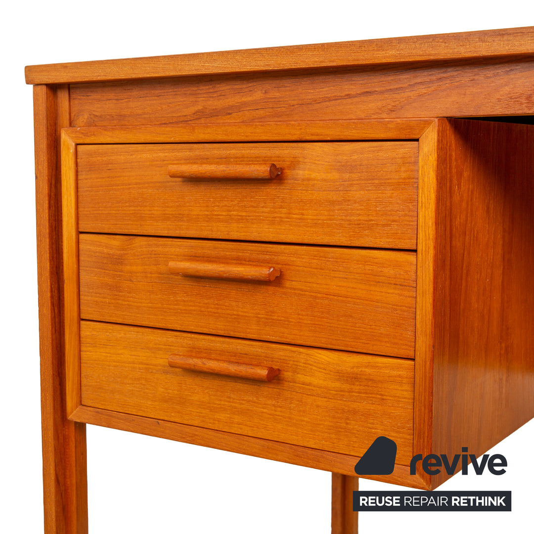 Mid Century Holz Schreibtisch Braun Vintage Ulme Rüster Schubladen Homeoffice Büro 140x72x70 cm