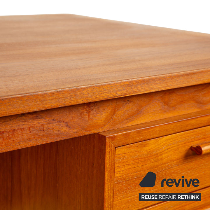 Mid Century Holz Schreibtisch Braun Vintage Ulme Rüster Schubladen Homeoffice Büro 140x72x70 cm
