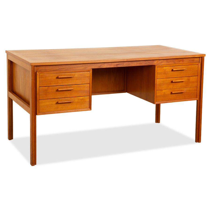 Mid Century Wooden Desk Brown Vintage Elm Elm Drawers Home Office 140x72x70 cm