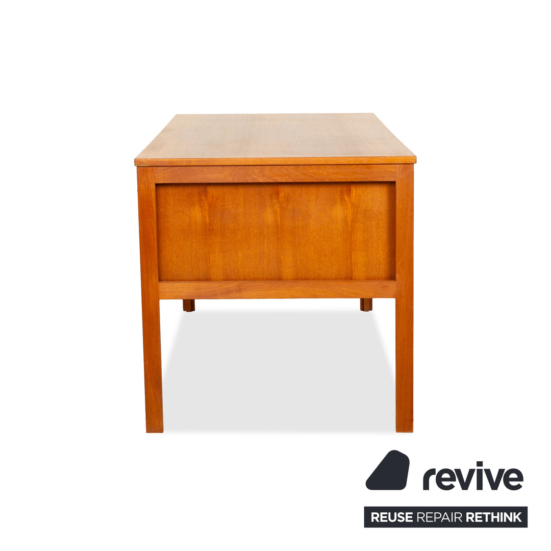 Mid Century Holz Schreibtisch Braun Vintage Ulme Rüster Schubladen Homeoffice Büro 140x72x70 cm