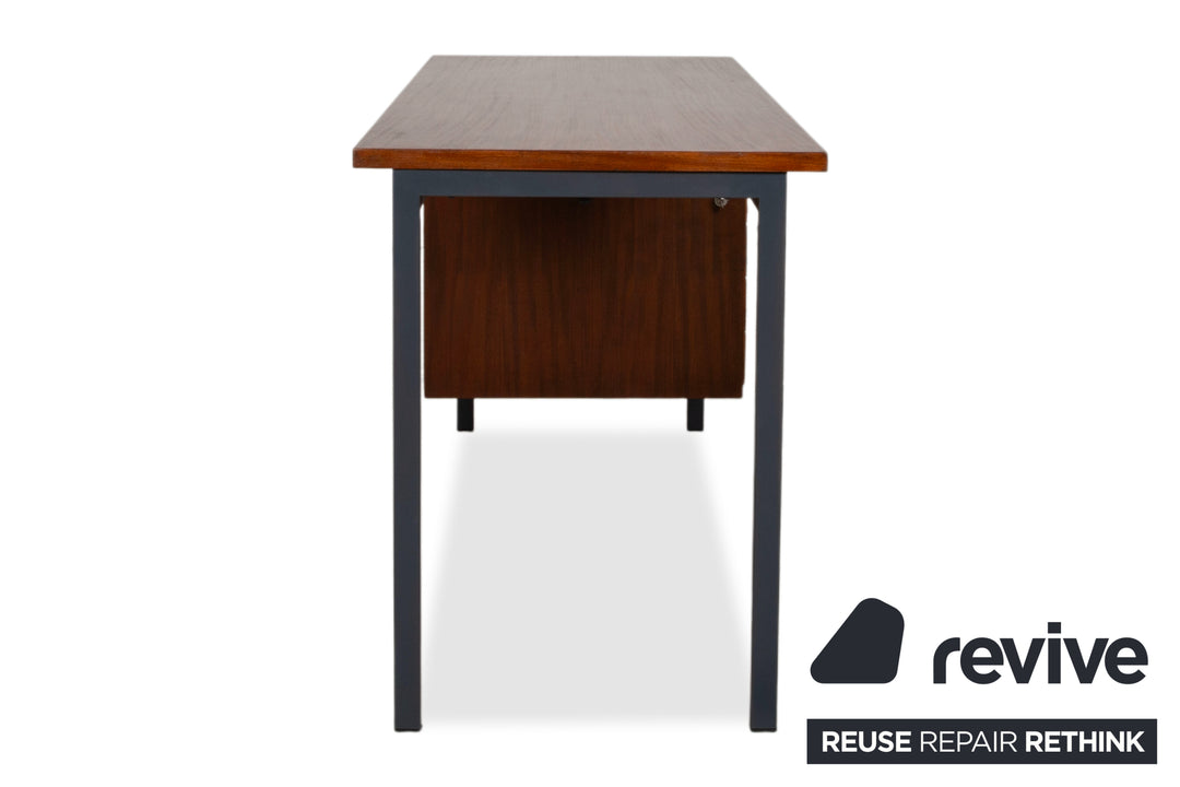 Mid Century Schreibtisch Braun Christian Holzäpfel KG Holz Teak Bauhaus Schubladen Vintage Metall Gestell