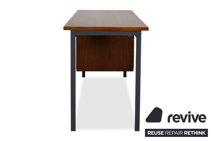 Mid Century Schreibtisch Braun Christian Holzäpfel KG Holz Teak Bauhaus Schubladen Vintage Metall Gestell