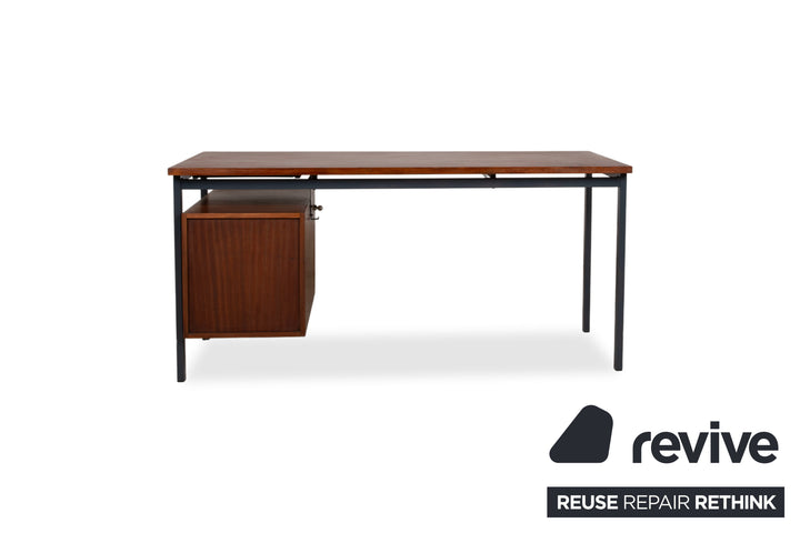 Mid Century Schreibtisch Braun Christian Holzäpfel KG Holz Teak Bauhaus Schubladen Vintage Metall Gestell