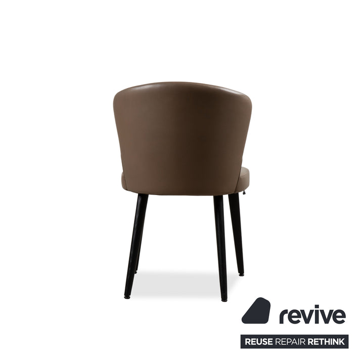 Minotti Aston Leather Chair Brown Coffee Dining Room