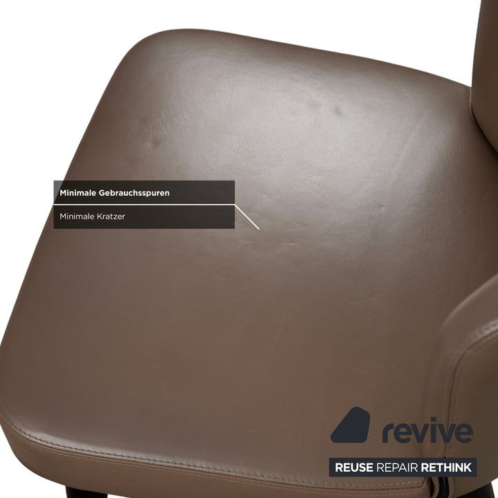 Minotti Aston Leather Chair Brown Coffee Dining Room
