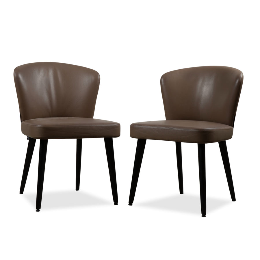 Fauteuil en cuir Minotti Aston marron pour salle à manger
