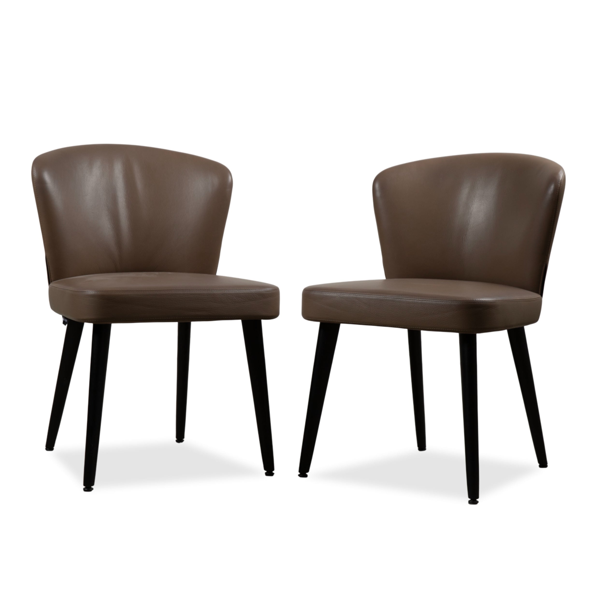 Minotti Aston Leather Chair Brown Coffee Dining Room