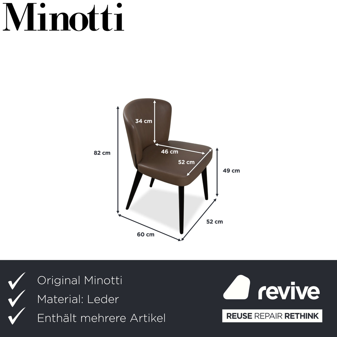 Minotti Aston Leather Chair Brown Coffee Dining Room