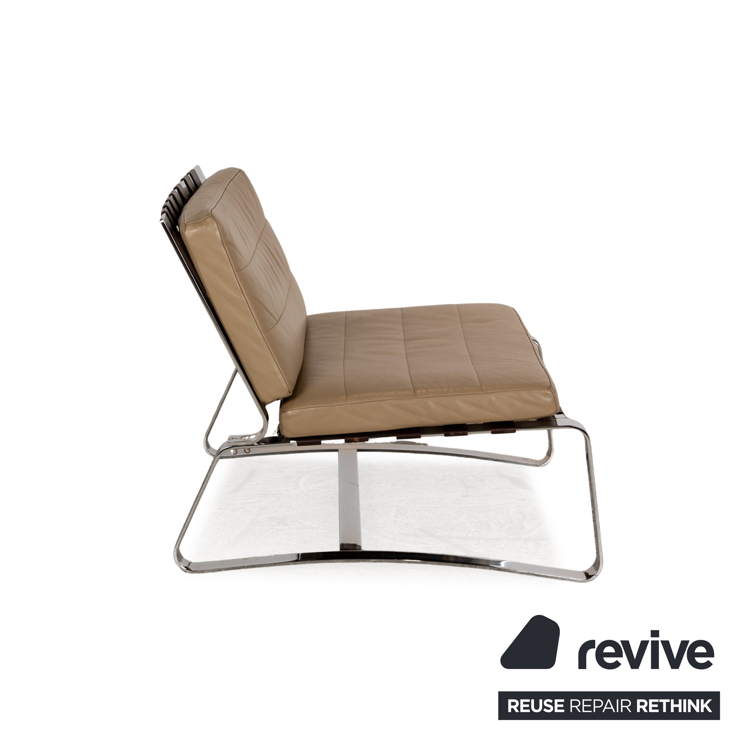 Minotti Delaunay leather armchair beige vintage