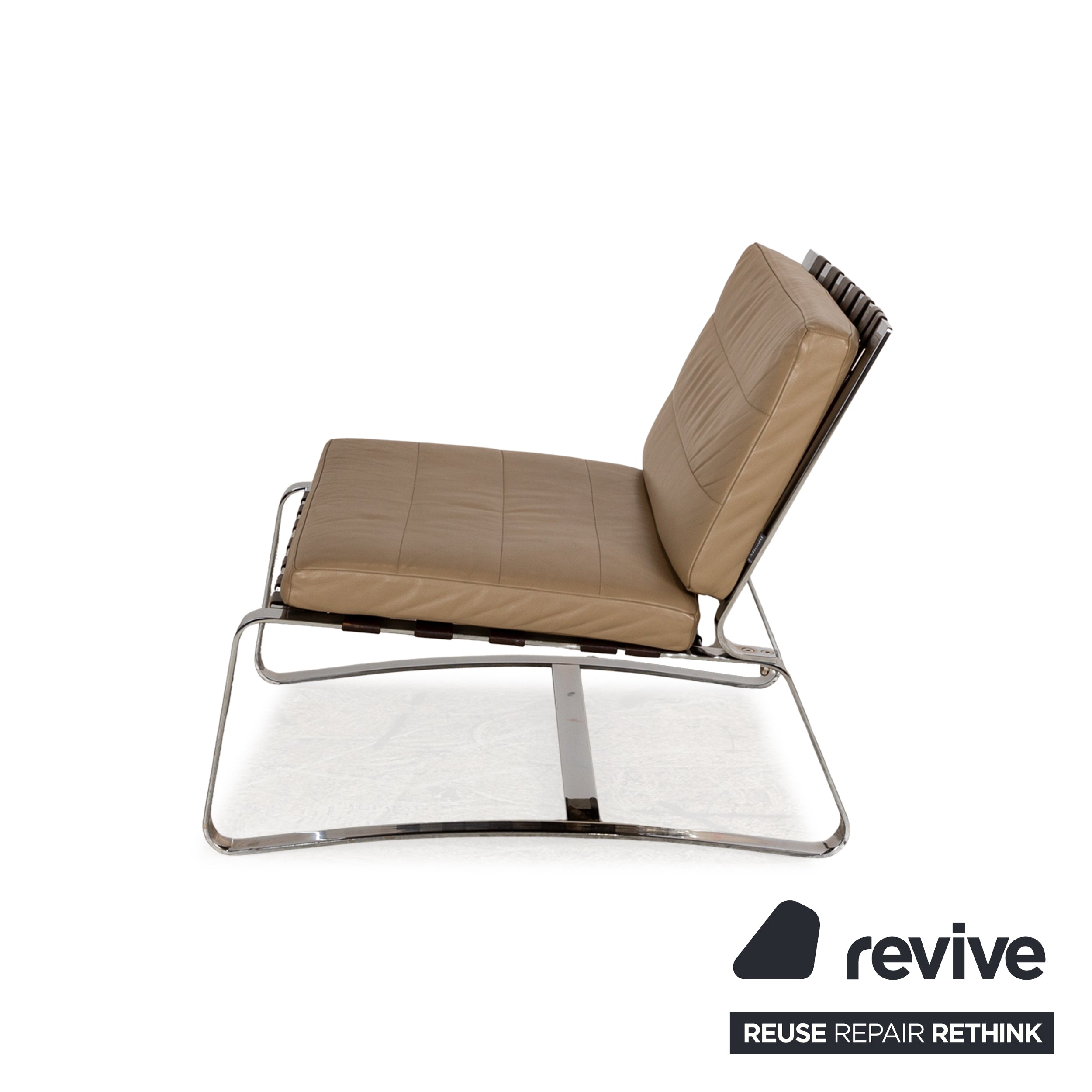 Minotti Delaunay leather armchair beige vintage