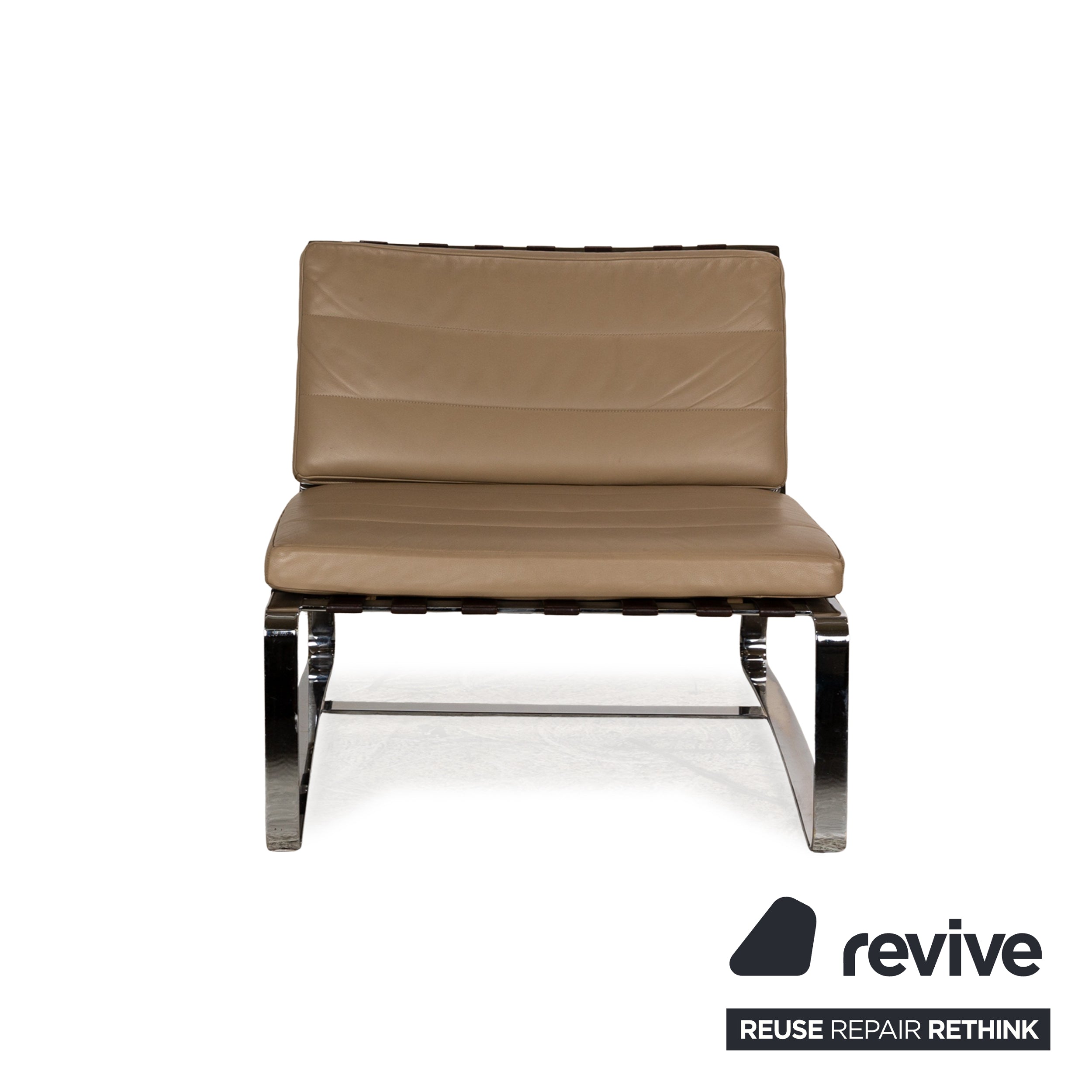 Minotti Delaunay leather armchair beige vintage