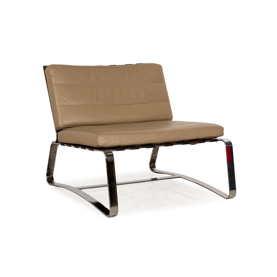 Fauteuil Minotti Delaunay en cuir beige vintage