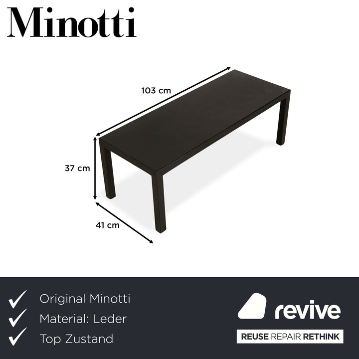 Minotti Florence Leather Coffee Table Black