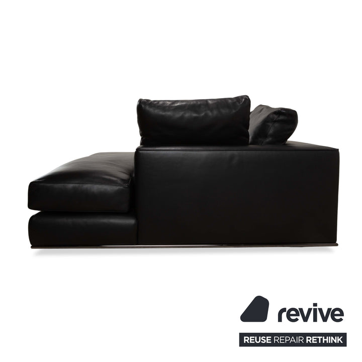 Minotti Hamilton Leather Corner Sofa Black Sofa Couch Recamiere right manual function