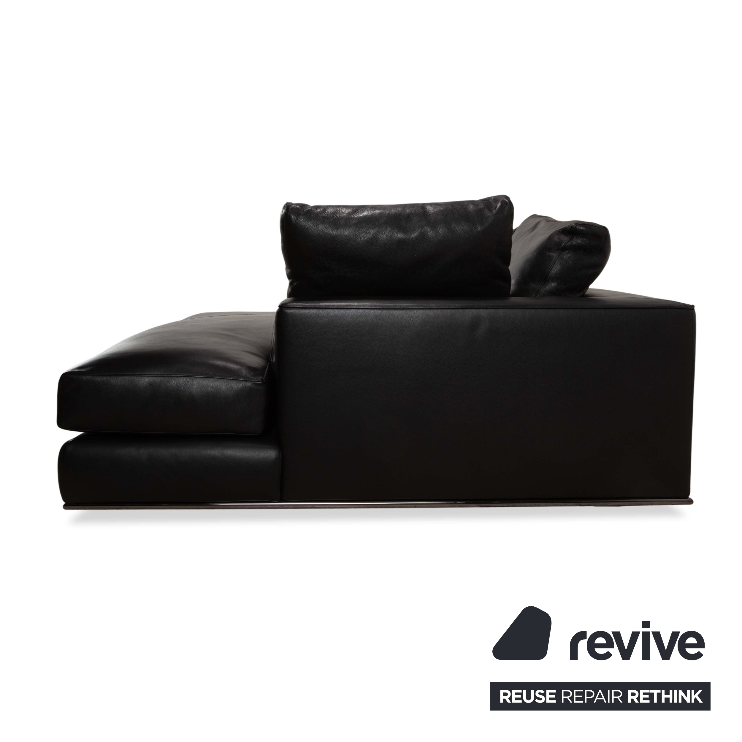 Minotti Hamilton Leder Ecksofa Schwarz Sofa Couch Recamiere rechts manuelle Funktion inkl. Leder Couchtisch weiß