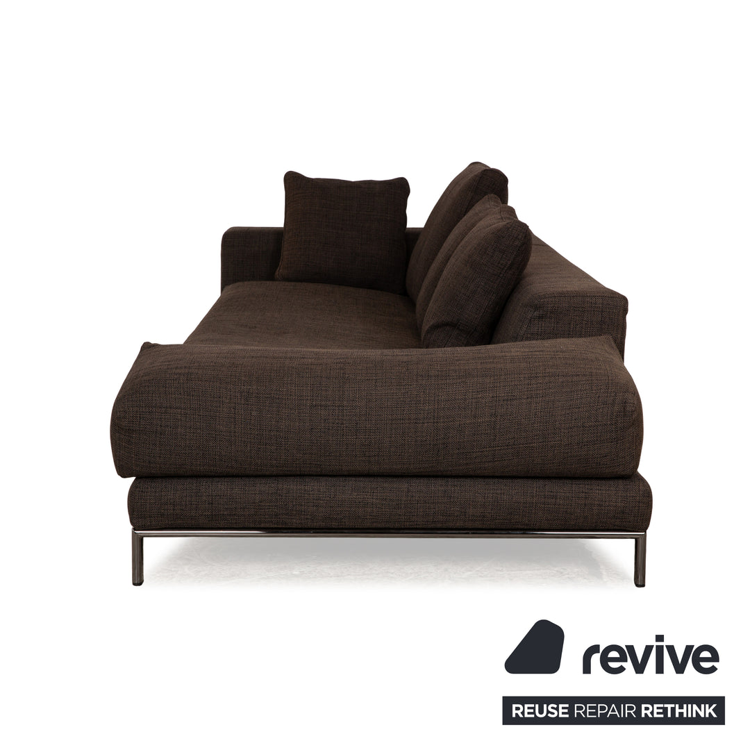 Minotti Hamilton Fabric Three-Seater Brown Grey Sofa Couch