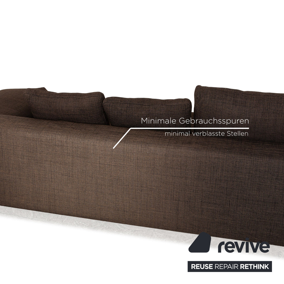 Minotti Hamilton Fabric Three-Seater Brown Grey Sofa Couch