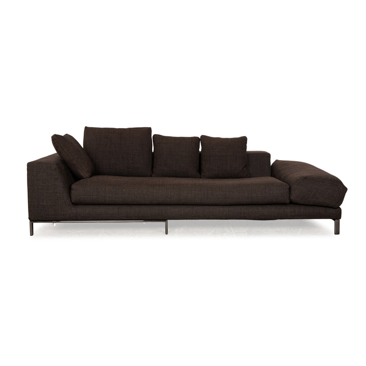 Minotti Hamilton Fabric Three-Seater Brown Grey Sofa Couch