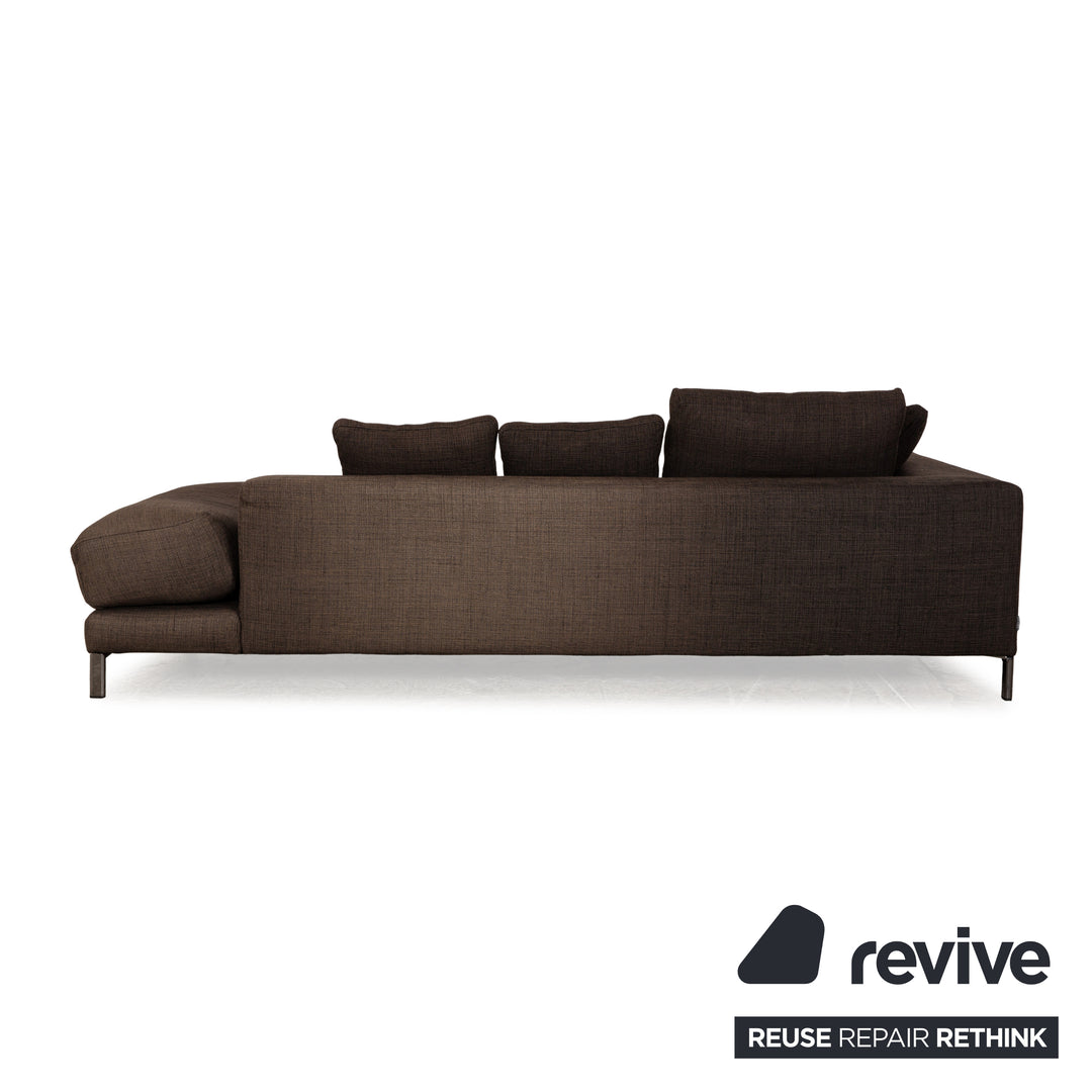 Minotti Hamilton Fabric Three-Seater Brown Grey Sofa Couch