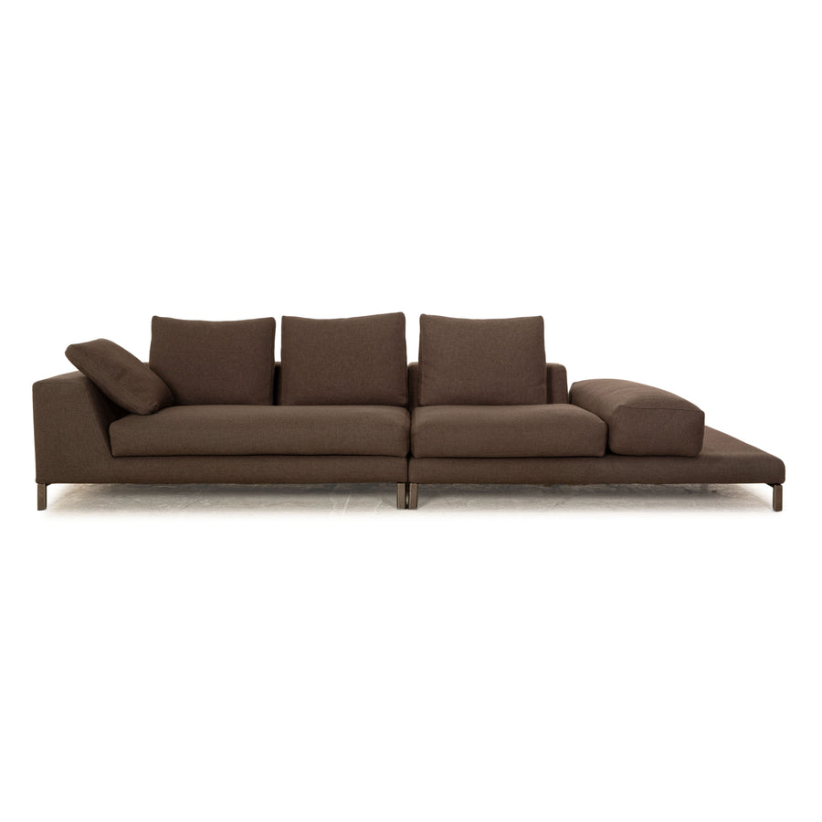 Minotti Hamilton Fabric Four Seater Gray Sofa Couch