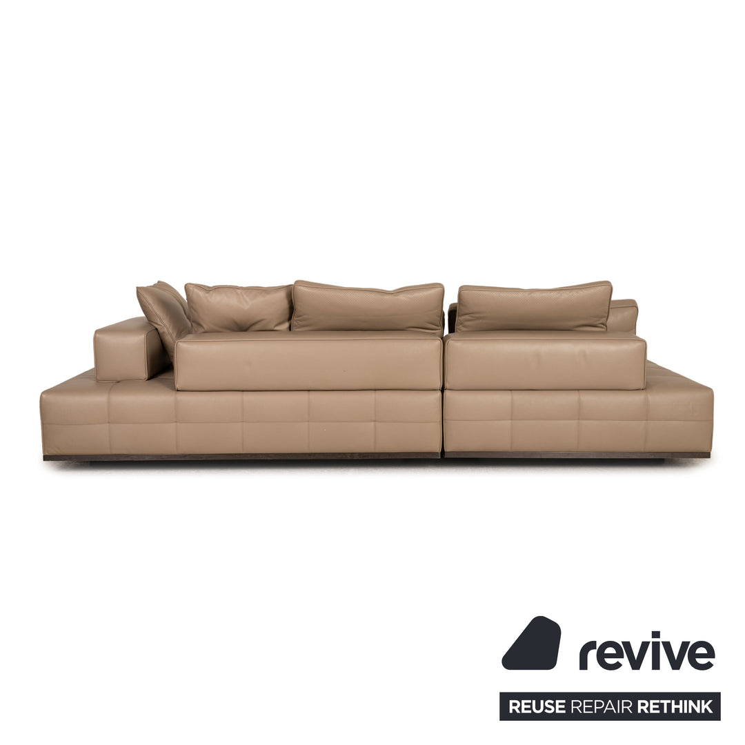 Minotti Lawrence Clan Leather Sofa Beige Corner Sofa Couch