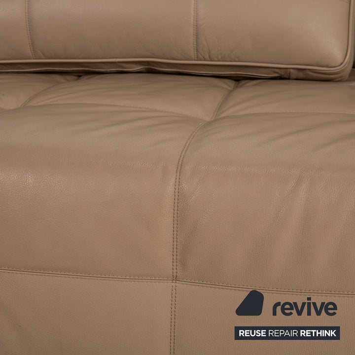 Minotti Lawrence Clan Leather Sofa Beige Corner Sofa Couch
