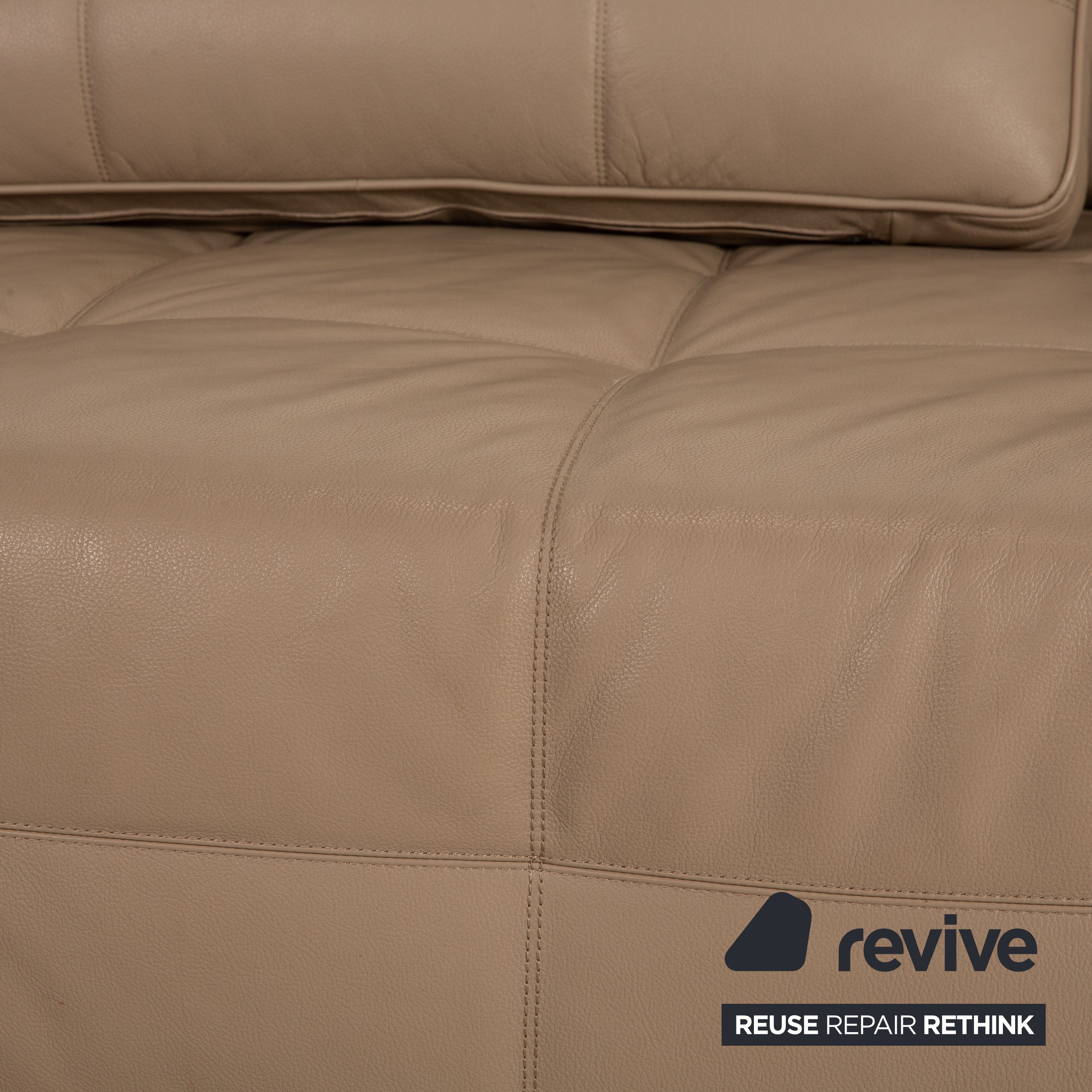 Minotti Lawrence Clan Canapé en Cuir Beige Canapé d'angle Canapé