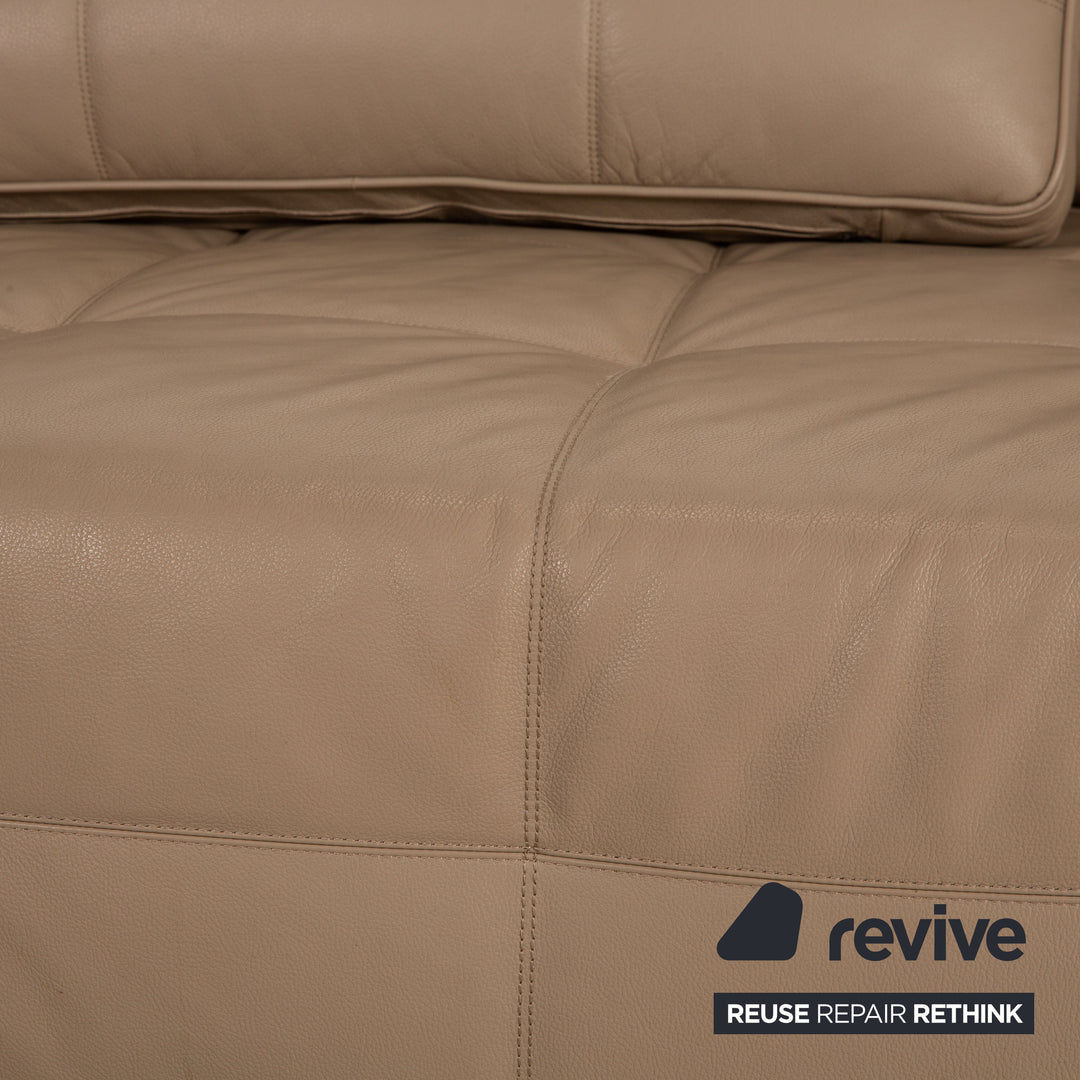 Minotti Lawrence Clan Leather Sofa Beige Corner Sofa Couch