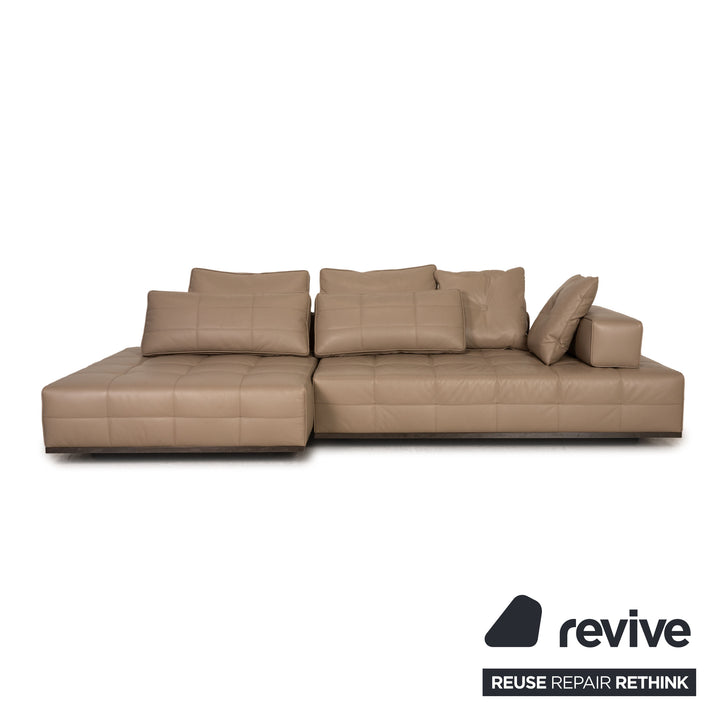 Minotti Lawrence Clan Leder Sofa Beige Ecksofa Couch