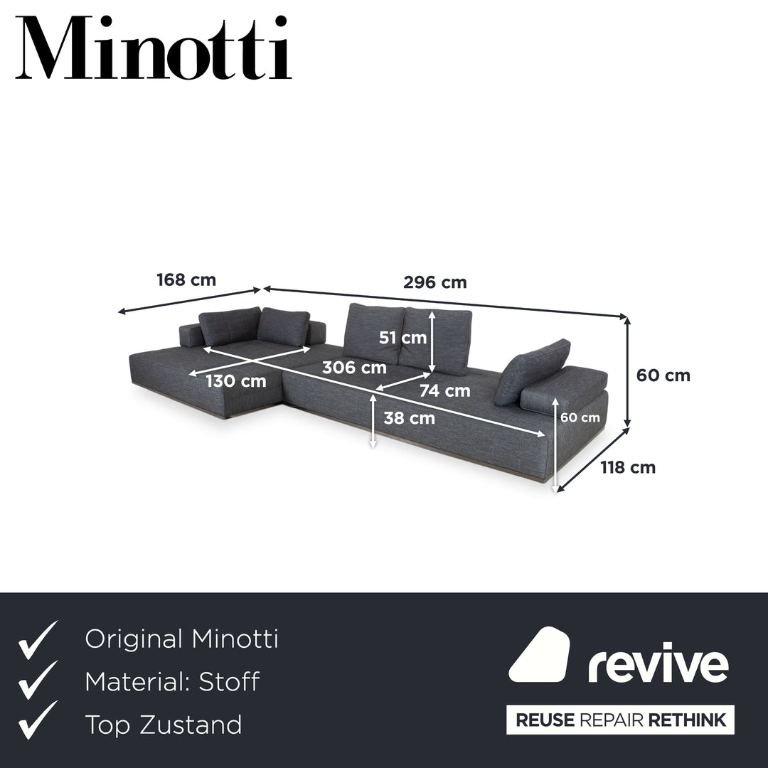 Minotti Lawrence Stoff Ecksofa Grau Sofa Couch