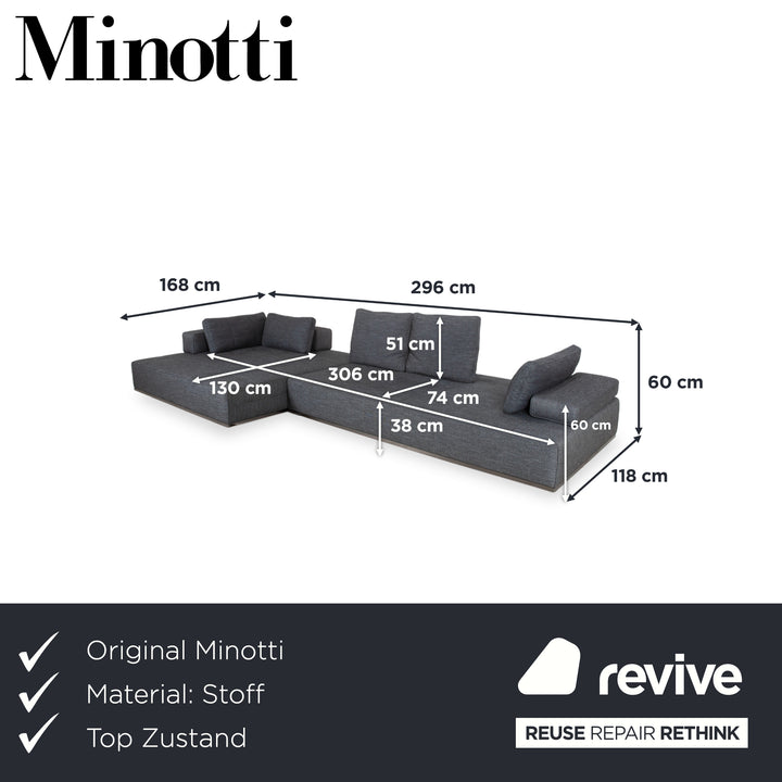 Minotti Lawrence Stoff Ecksofa Grau Sofa Couch