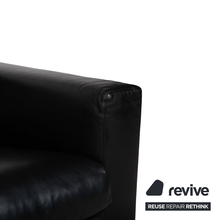 Minotti Leder Dreisitzer Schwarz Sofa Couch