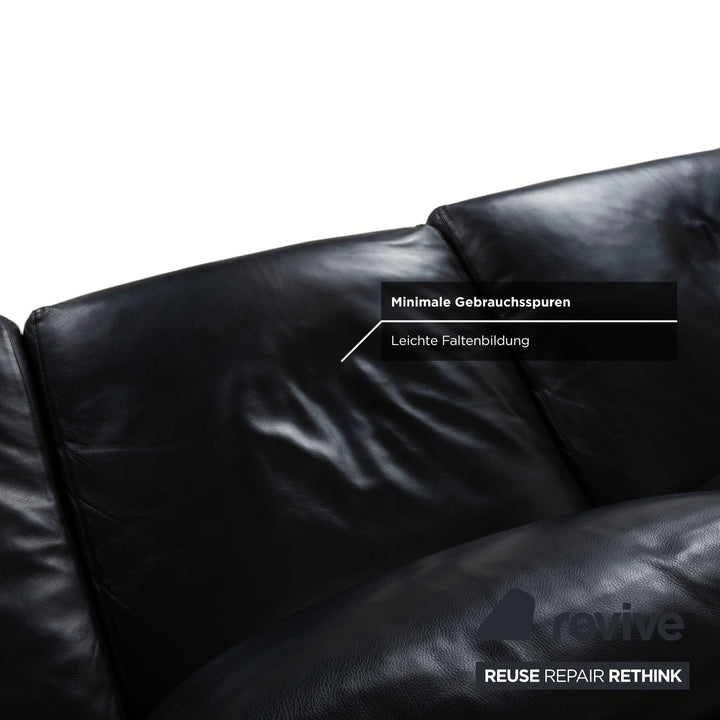 Minotti Leder Dreisitzer Schwarz Sofa Couch