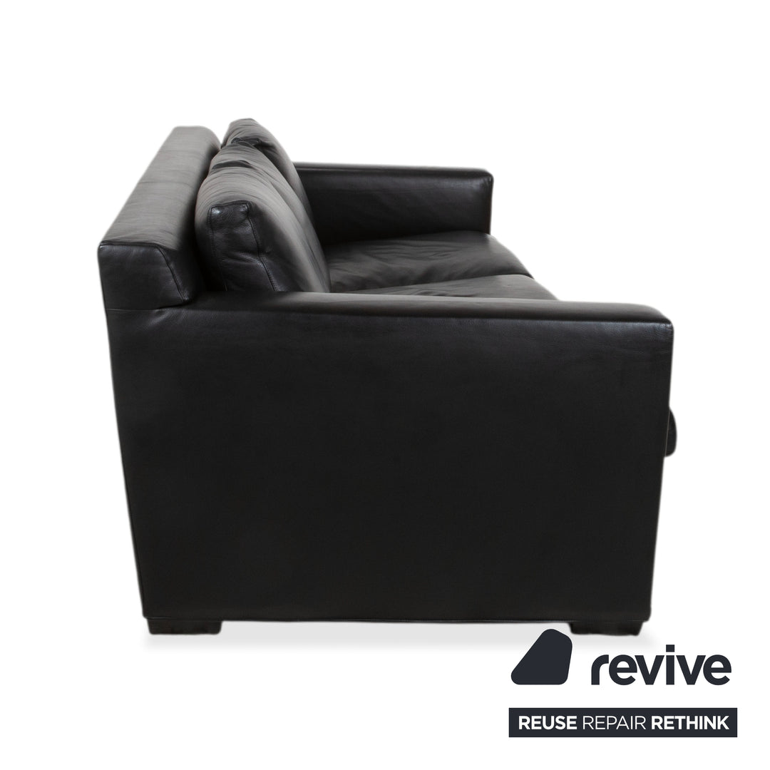 Minotti Leder Dreisitzer Schwarz Sofa Couch